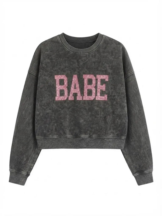 Sudadera BABE negro & rosa