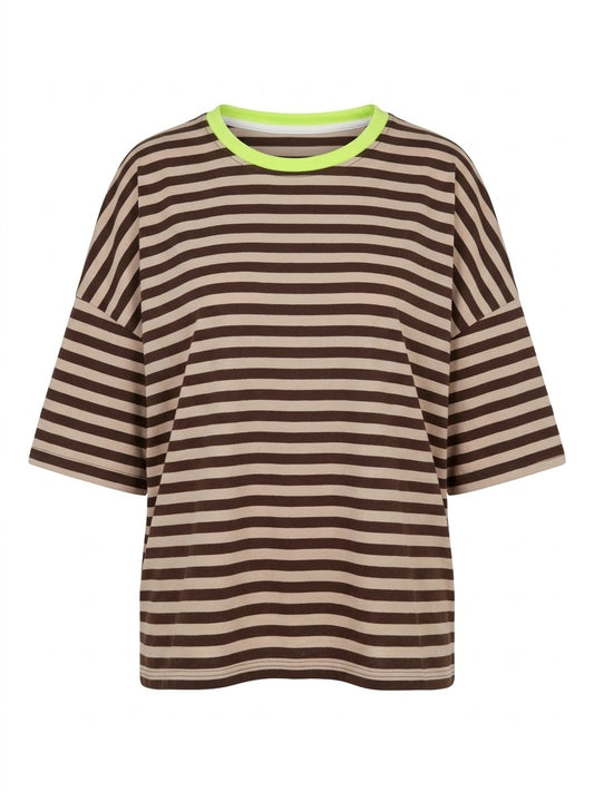 Camiseta rayas chocolate & beige