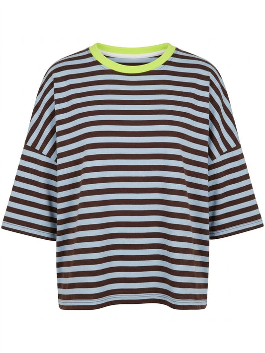 Camiseta rayas chocolate & azul cielo