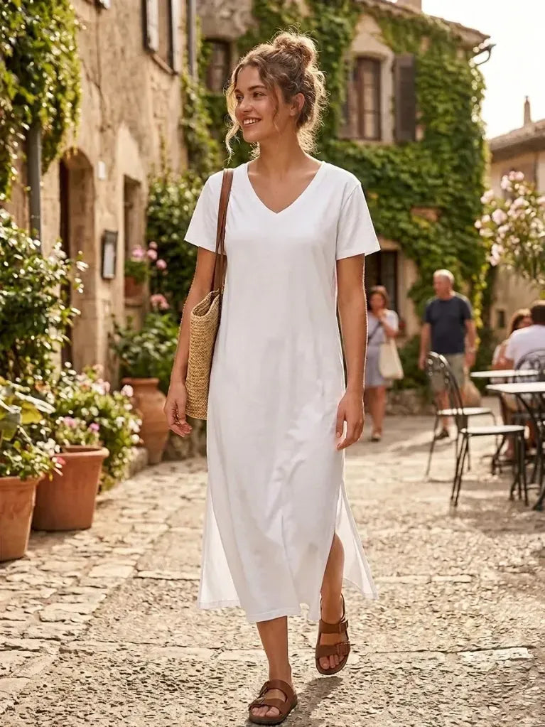 Vestido midi aberturas blanco