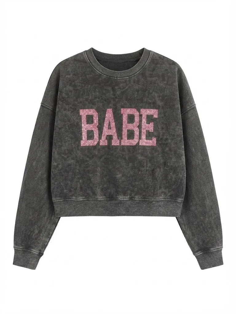 Sudadera BABE  negro & rosa