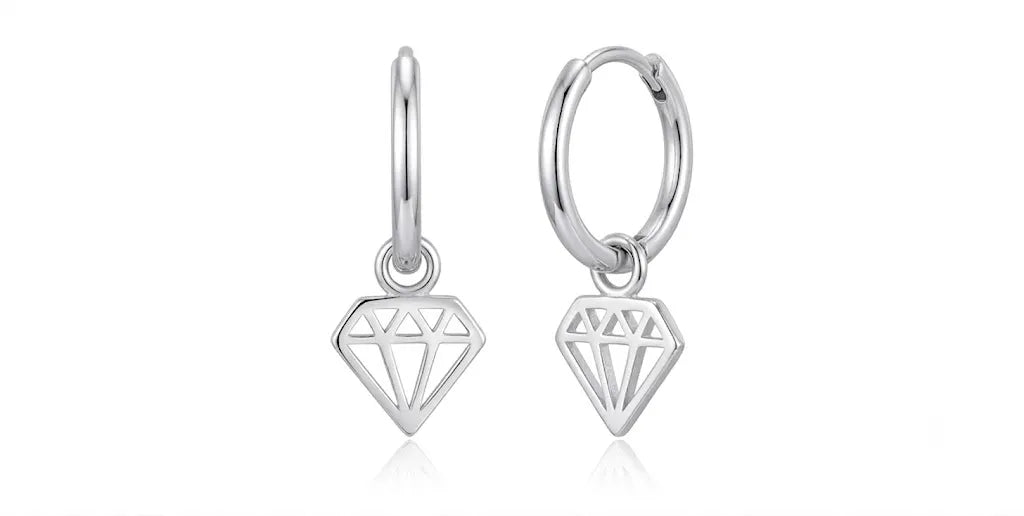 Pendientes mini arito forma diamante