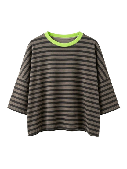 Camiseta rayas antracita & kaki