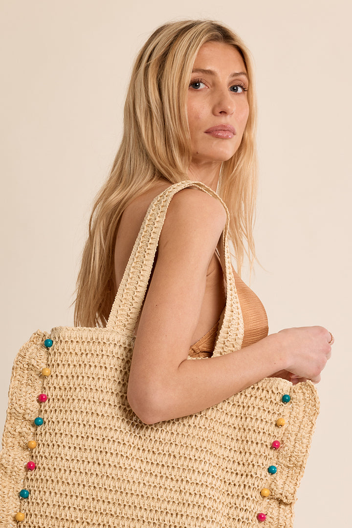 Bolso rafia Abalorios MOLLY BRACKEN