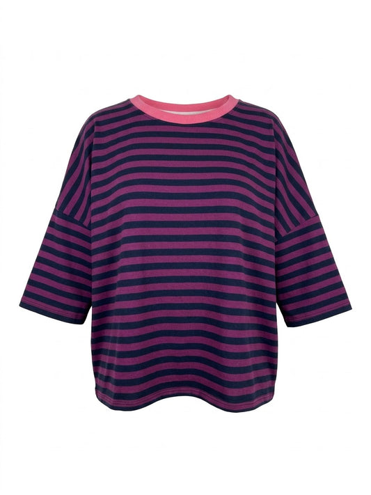 Camiseta rayas blue marino & frambuesa