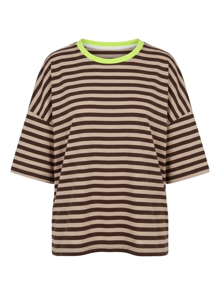 Camiseta rayas chocolate & beige