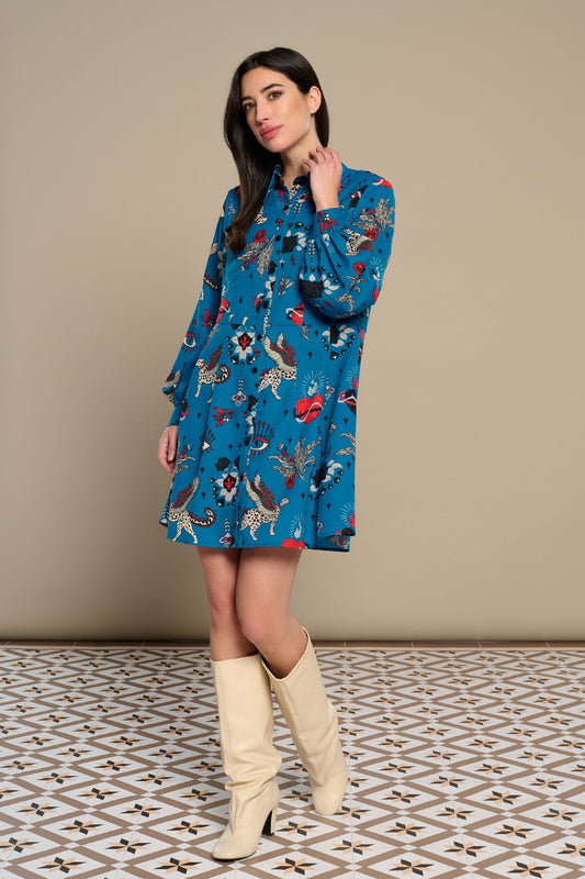 Vestido gatos alados y corazones MINUETO