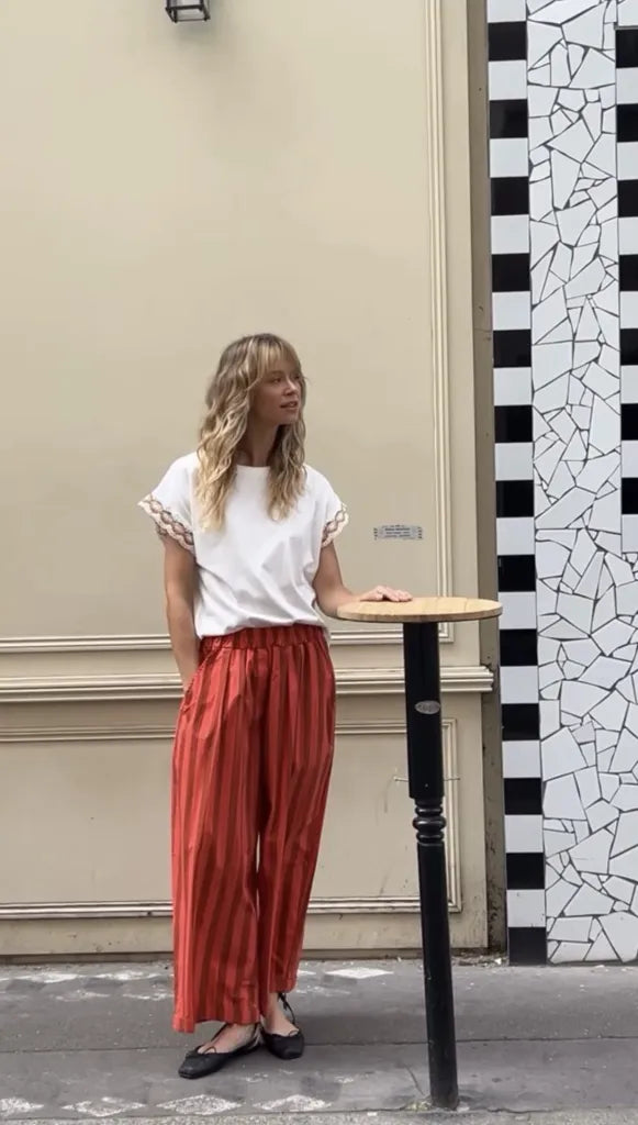 Pantalón rayas naranjas & verdes