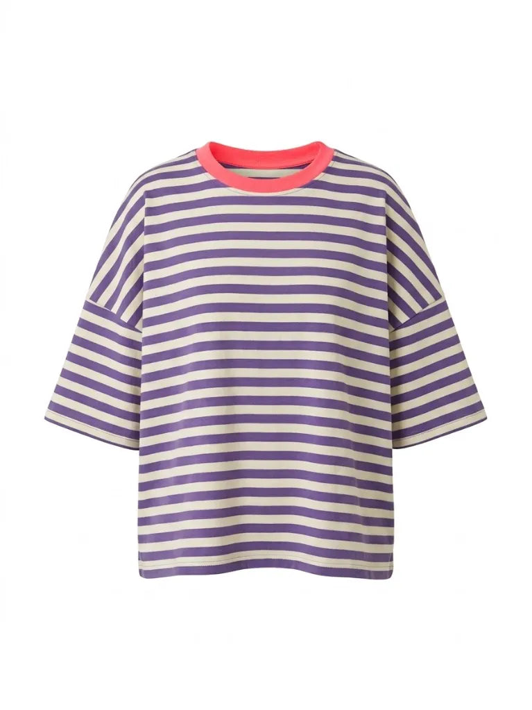 Camiseta rayas lila & blanco