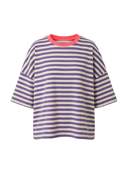 Camiseta rayas lila & blanco