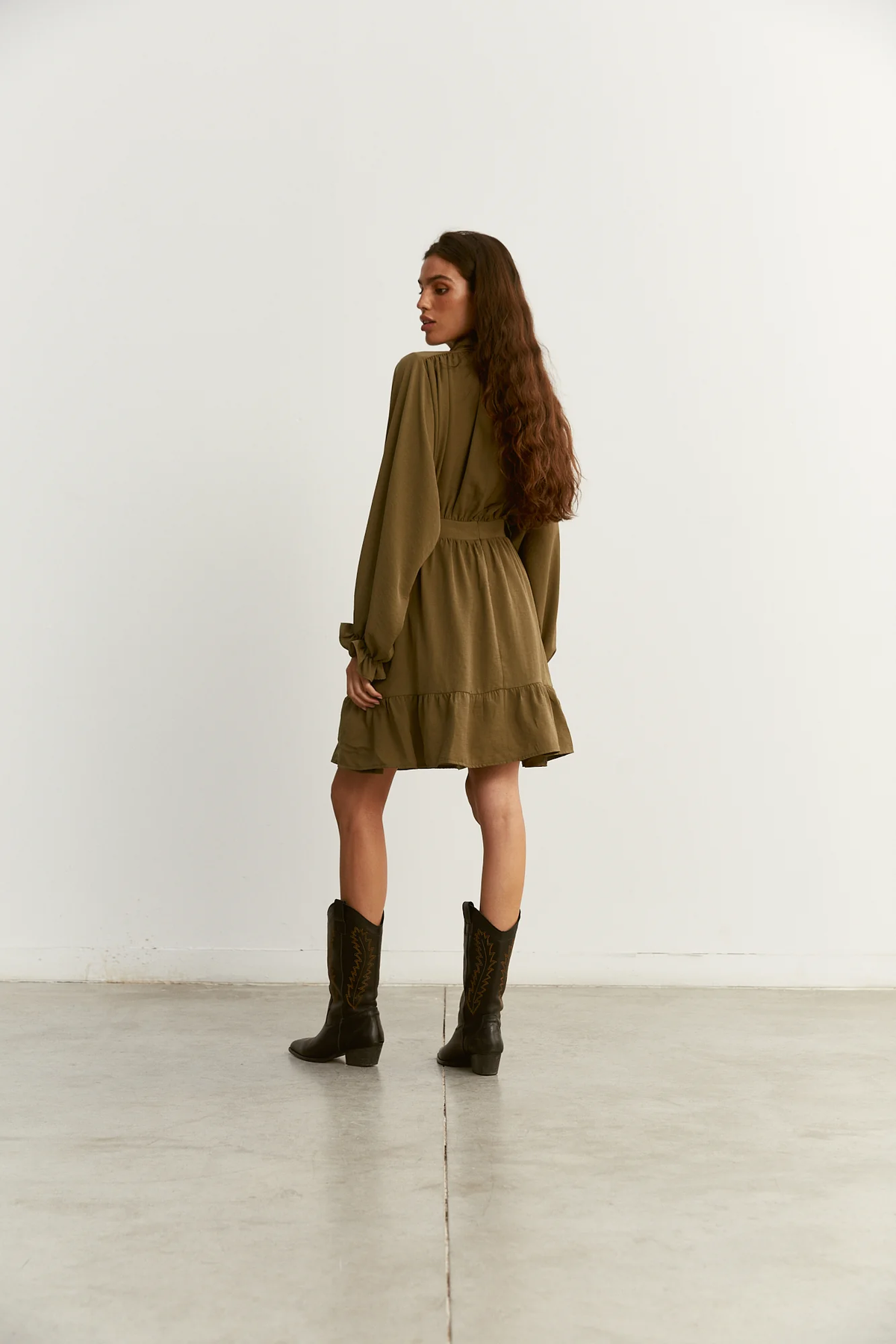 Vestido manga murciélago color oliva NTB