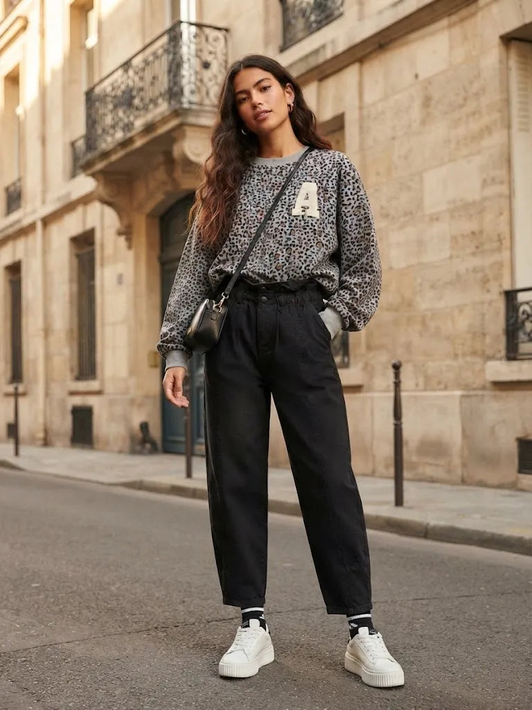 Pantalón carrot fit negro
