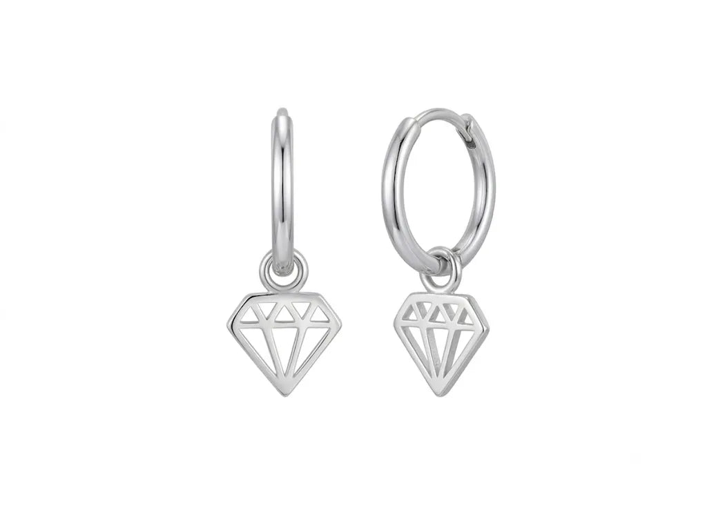 Pendientes mini arito forma diamante