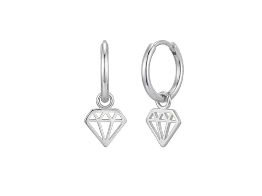 Pendientes mini arito forma diamante