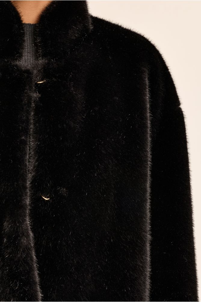 Abrigo peluche negra MOLLY BRACKEN
