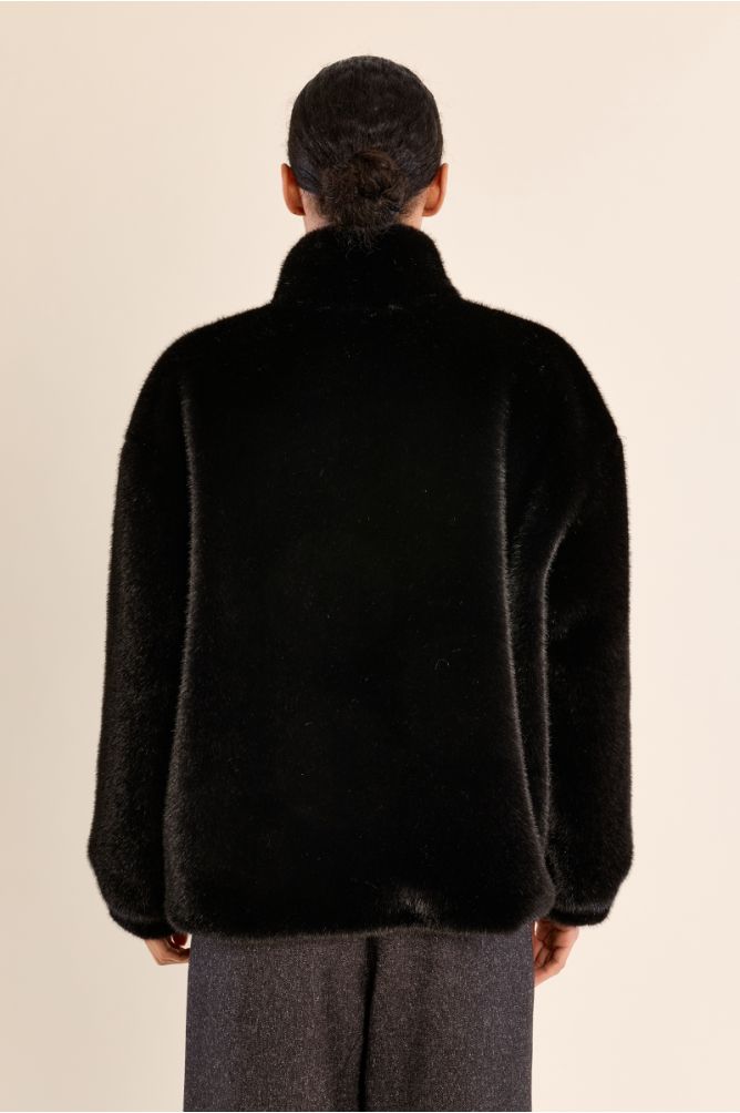 Abrigo peluche negra MOLLY BRACKEN