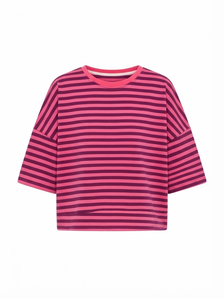 Camiseta rayas violeta & rosa