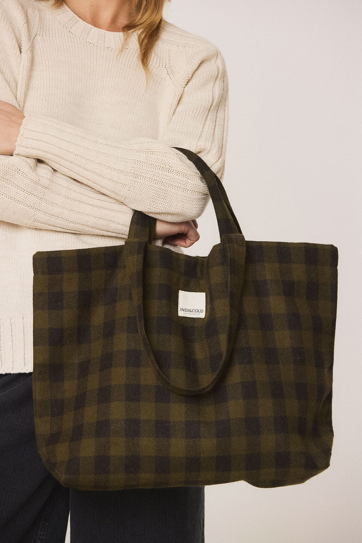 Bolso shopper cuadros militar INDI & COLD