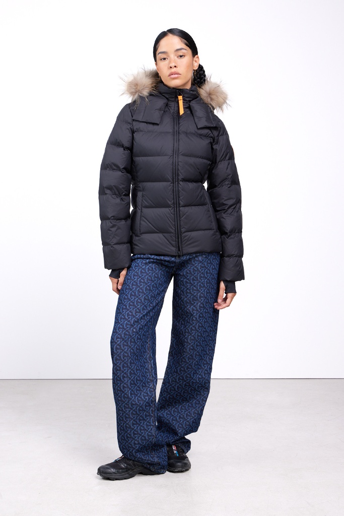 Plumífero con capucha de pelo black GERTRUDE+GASTON 