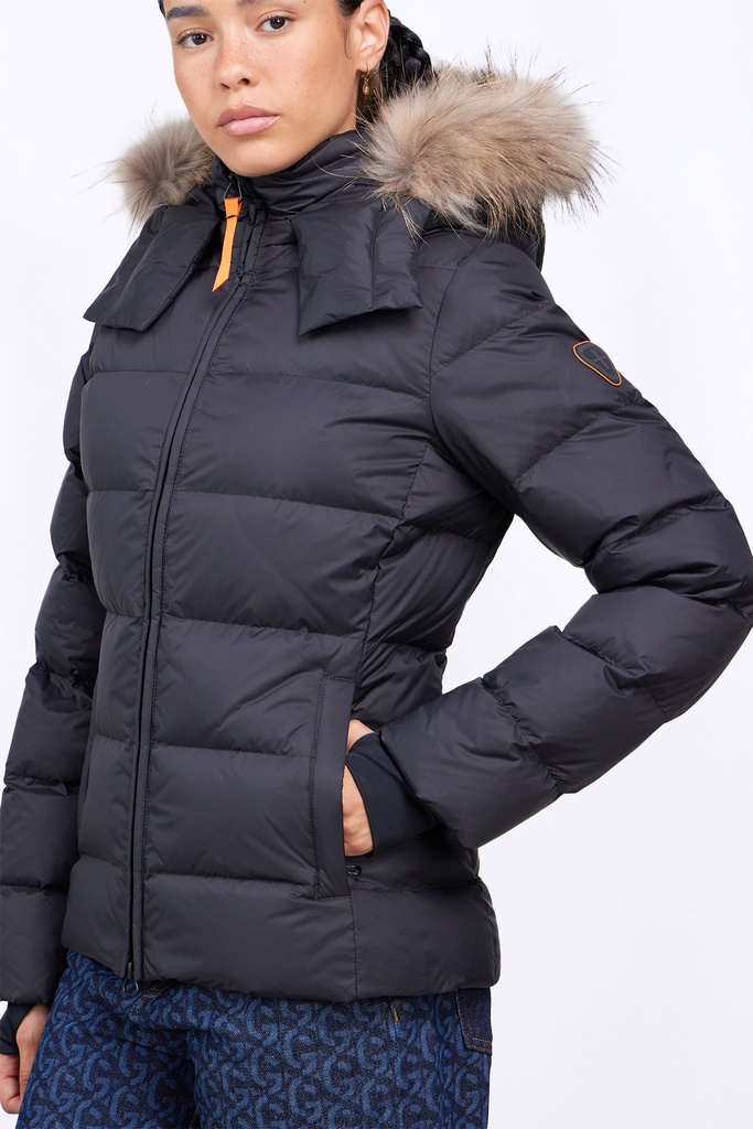 Plumífero con capucha de pelo black GERTRUDE+GASTON 