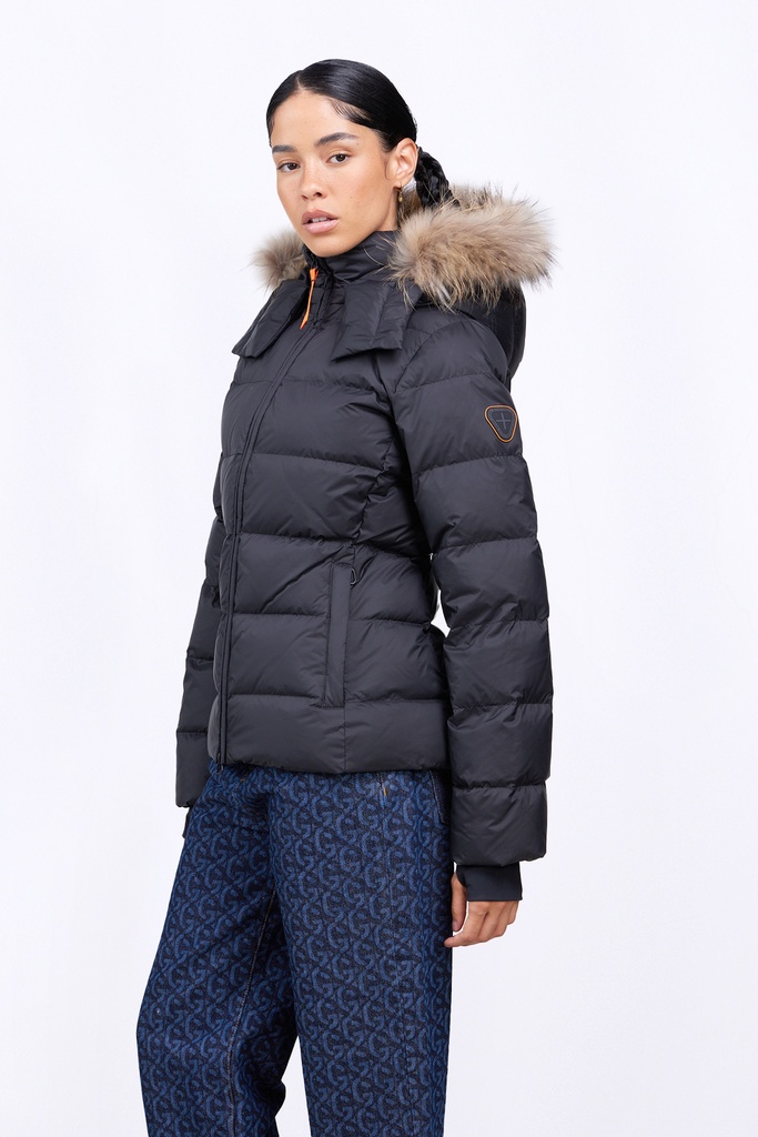 Plumífero con capucha de pelo black GERTRUDE+GASTON 