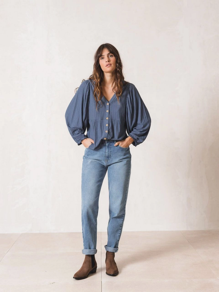 Pantalón MOM denim used color negro (copia)