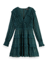 Vestido tejido jacquard con lurex color verde