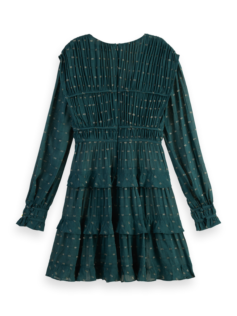 Vestido tejido jacquard con lurex color verde