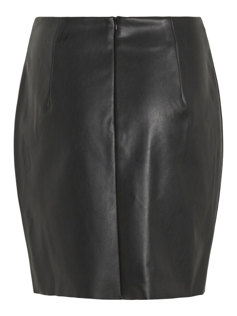 Falda mini revestida efecto cuero color negro