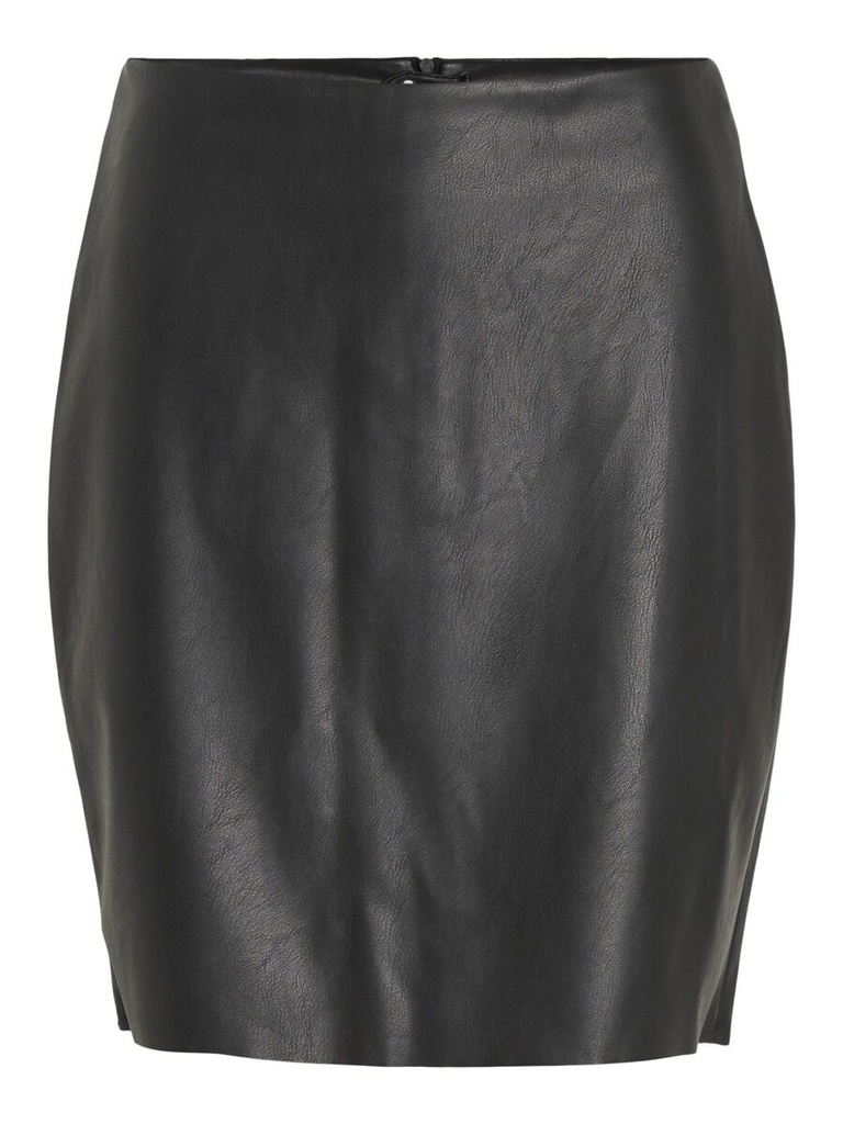 Falda mini revestida efecto cuero color negro