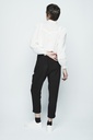 Pantalón de mujer tobillero con pliegues color negro