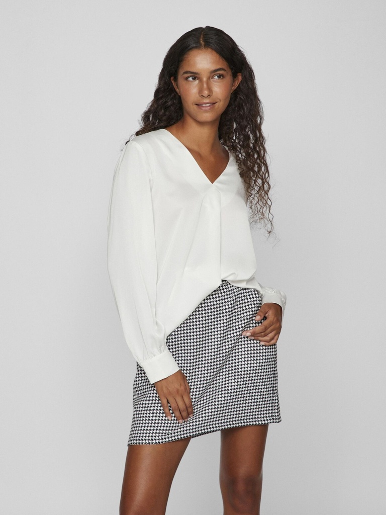 Blusa cuello V color blanco nieve