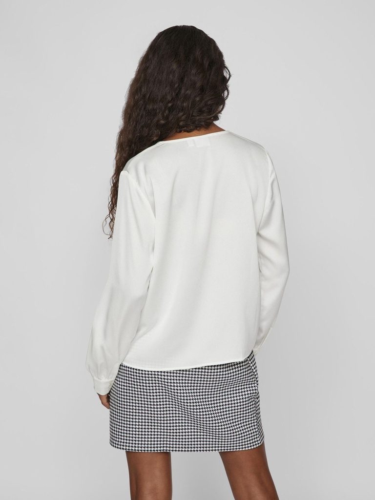 Blusa cuello V color blanco nieve