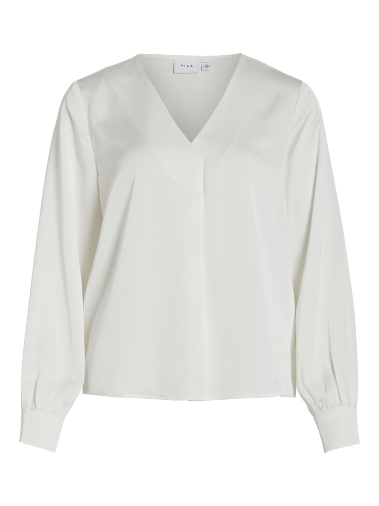 Blusa cuello V color blanco nieve