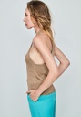 Top de punto metalizado color camel