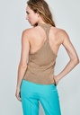 Top de punto metalizado color camel