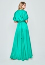 Vestido largo asimétrico y escote pico color verde