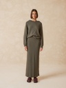 Falda lápiz canalé color khaki 