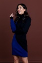 Vestido punto color block Cuello alto