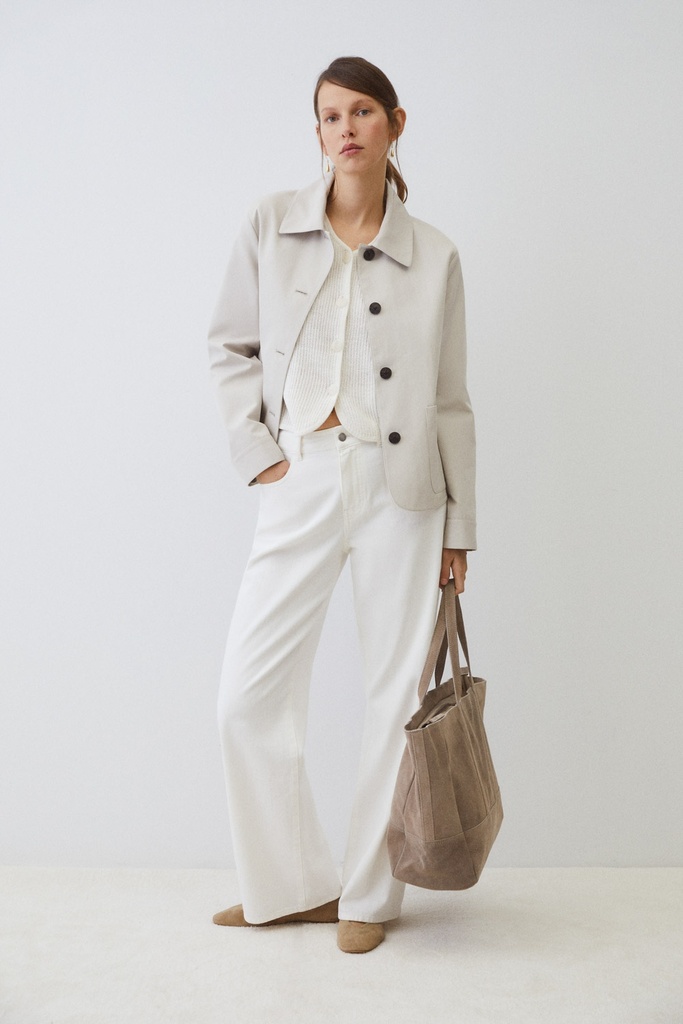 Pantalón recto holgado blanco