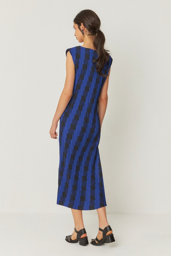 Vestido midi sin mangas negro y marino