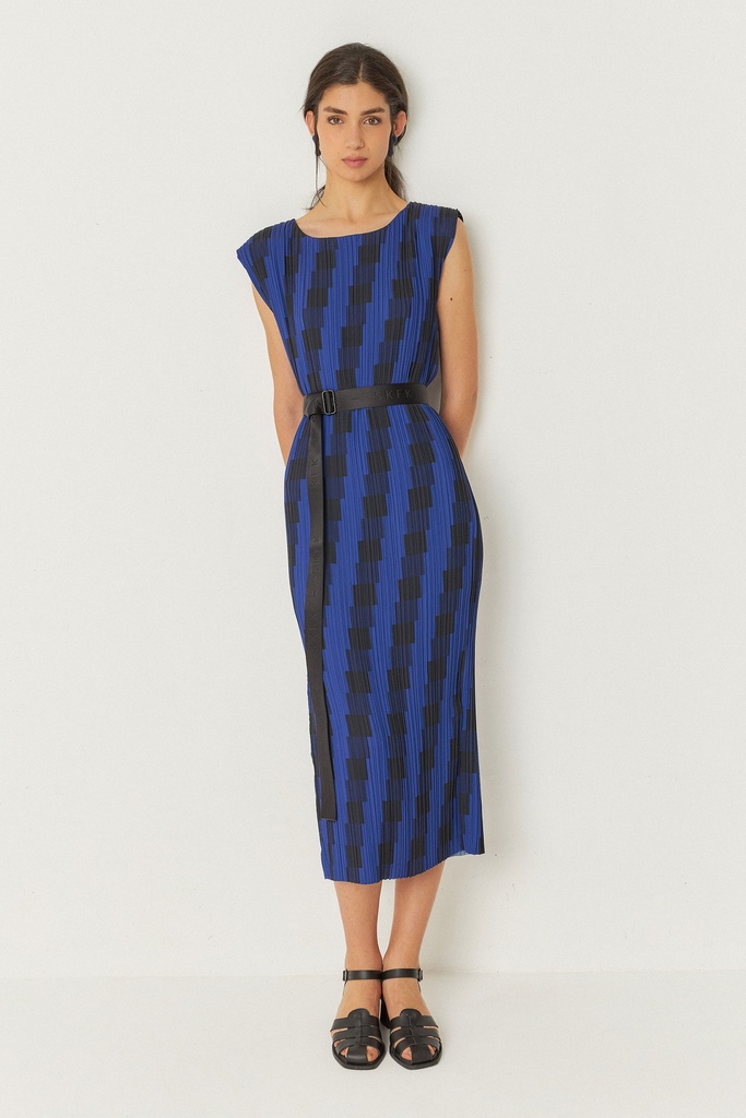 Vestido midi sin mangas negro y marino
