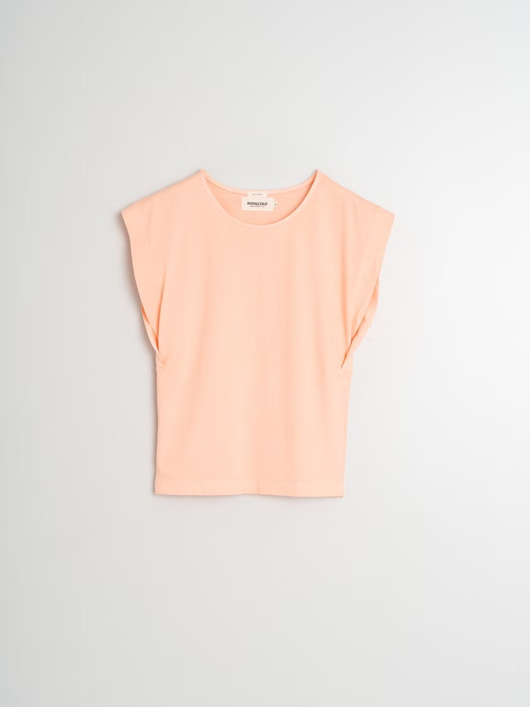 Camiseta desmangada color peonía 
