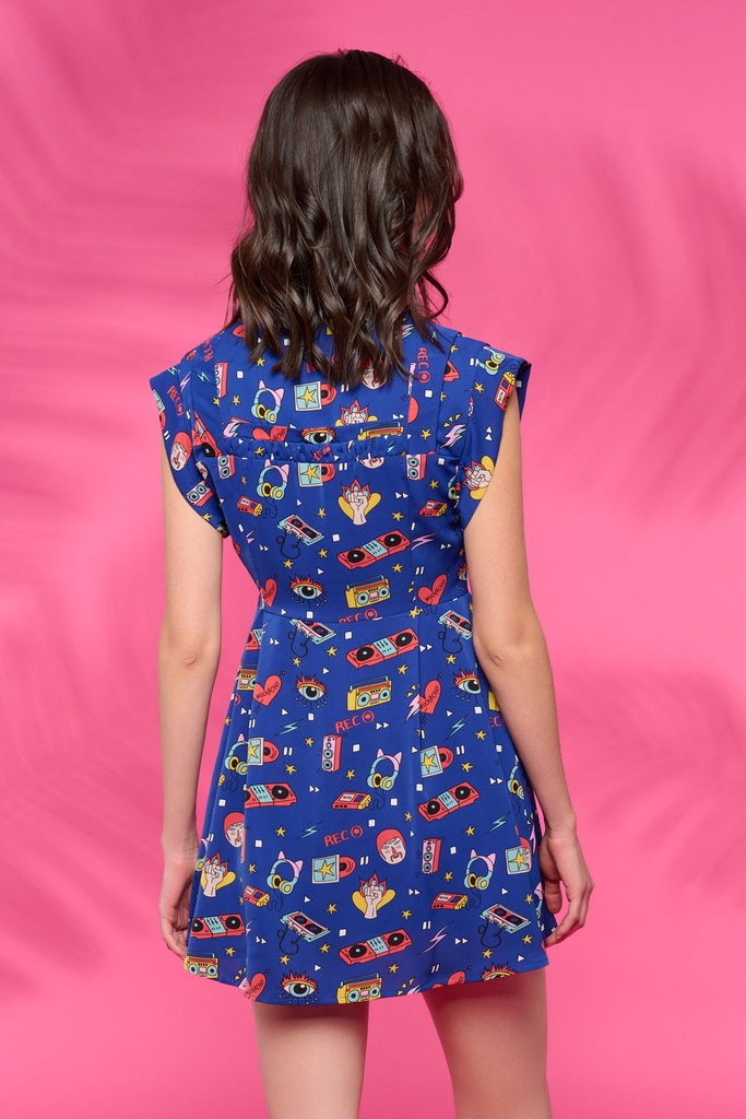 Vestido estampado vintage azul