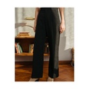 Pantalón de pierna ancha con  cintura alta largo 7/8 color negro