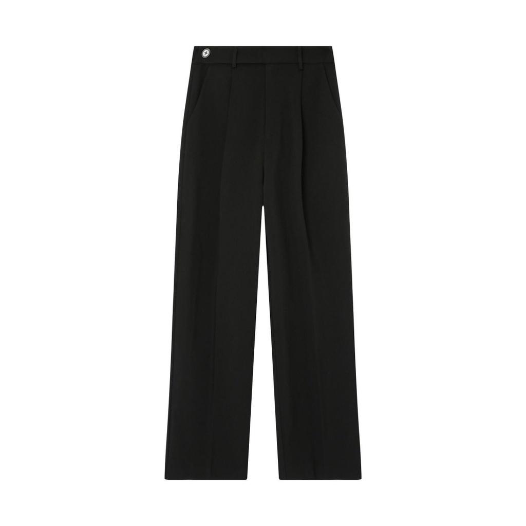 Pantalón de pierna ancha con  cintura alta largo 7/8 color negro