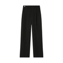Pantalón de pierna ancha con  cintura alta largo 7/8 color negro