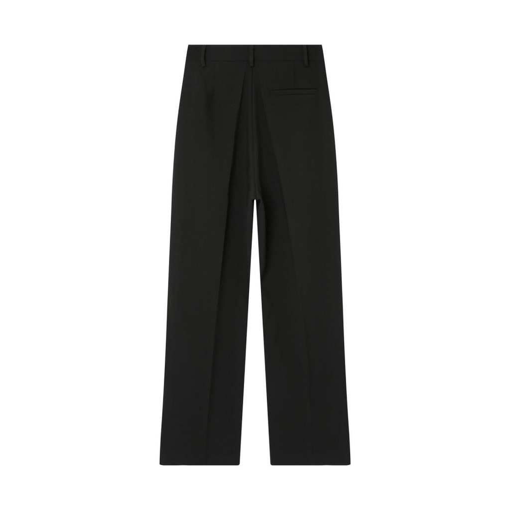 Pantalón de pierna ancha con  cintura alta largo 7/8 color negro