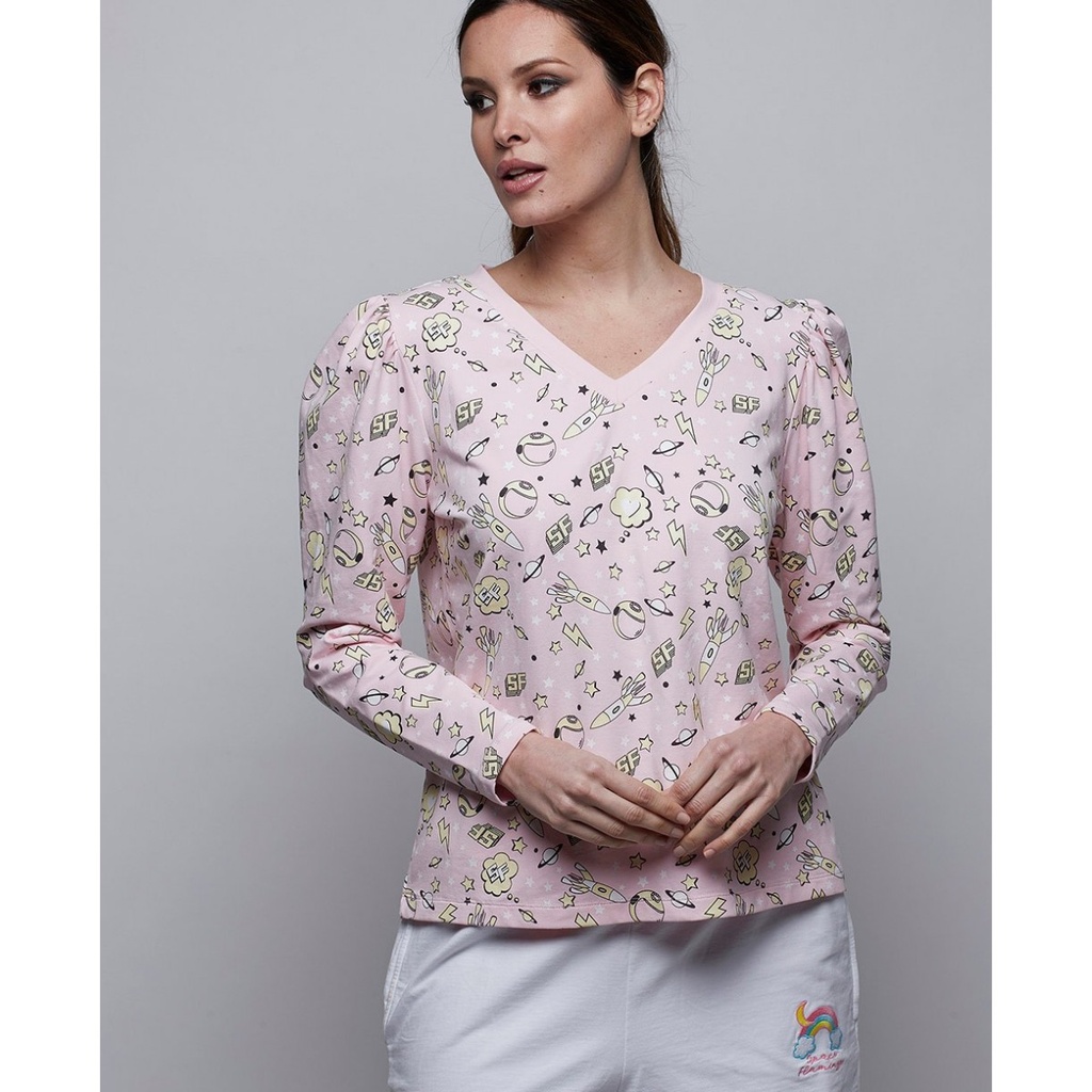 Sudadera estampado espacio color rosa  SPACE FLAMINGO