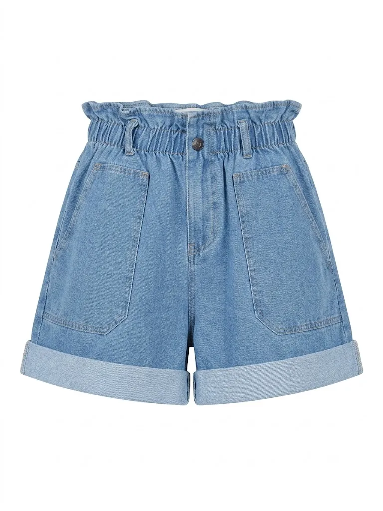 pantalón short denim con dobladillo blue denim.webp